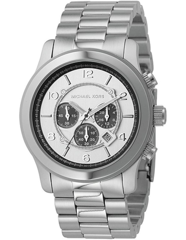 Michael Kors Runway Chronograph Silver Dial Silver Steel Strap Watch for Men - MK8060