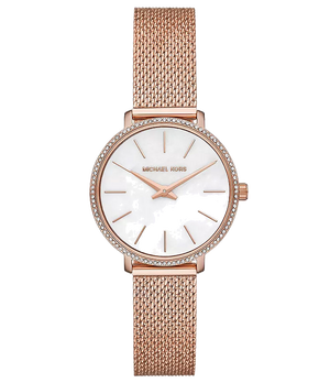 Michael Kors Pyper Quartz Mother of Pearl White Dial Rose Gold Mesh Strap Watch For Women - MK4588