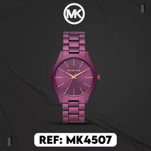 Michael Kors Slim Runway Quartz Purple Dial Purple Steel Strap Watch For Women - MK4507