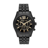 Michael Kors Lexington Chronograph Black Dial Black Steel Strap Watch for Men - MK8603