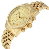 Michael Kors Lexington Chronograph Gold Dial Gold Steel Strap Watch for Women - MK5556