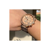 Michael Kors Uptown Glam Parker Chronograph Rose Gold Dial Steel Strap Watch for Women - MK5663