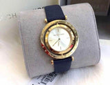 Michael Kors Averi Gold Dial Navy Blue Leather Strap Watch for Women - MK2526