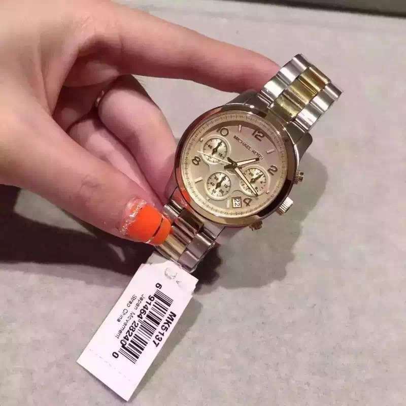 Michael Kors Runway Gold Dial Two Tone Steel Strap Watch for Women - MK5137