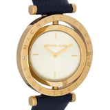 Michael Kors Averi Gold Dial Navy Blue Leather Strap Watch for Women - MK2526