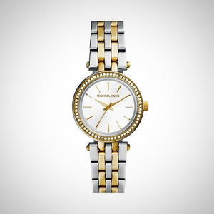 Michael Kors Darci White Dial Two Tone Steel Strap Watch for Women - MK3323