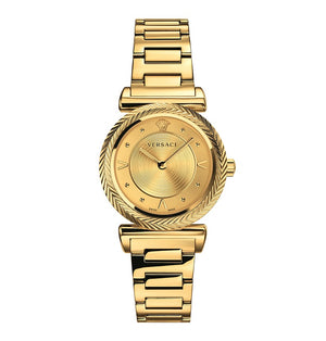 Versace V-Motif Gold Dial Gold Steel Strap Watch for Women - VERE00618