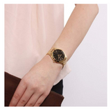 Michael Kors Runway Black Dial Gold Steel Strap Watch for Women - MK3478