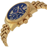 Michael Kors Lexington Chronograph Blue Dial Gold Steel Strap Watch For Women - MK6206