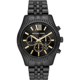 Michael Kors Lexington Chronograph Black Dial Black Steel Strap Watch for Men - MK8603
