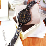 Michael Kors Slim Runway Black Dial Black Steel Strap Watch for Women - MK3317