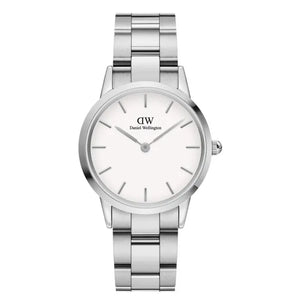 Daniel Wellington Iconic Link White Dial Silver Steel Strap Watch For Women - DW00100205
