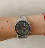 Michael Kors Jet Set Chronograph Blue Dial Silver Steel Strap Watch for Women - MK5021