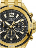 Guess Surge Chronograph Black Dial Gold Steel Strap Watch for Men - W1258G2