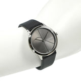 Calvin Klein Minimal Grey Dial Black Leather Strap Watch for Men - K3M221C3