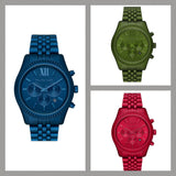 Michael Kors Lexington Chronograph Green Dial Green Steel Strap Watch For Men - MK8790