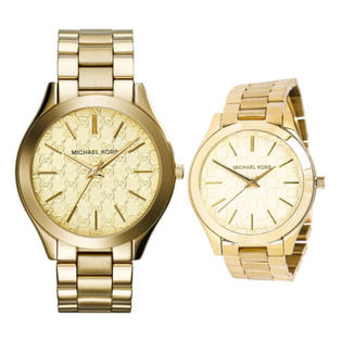Michael Kors Slim Runway Gold Dial Gold Steel Strap Watch for Women - MK3335