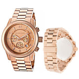 Michael Kors Runway Chronograph Rose Gold Dial Rose Gold Steel Strap Watch for Men - MK8096