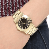 Marc Jacobs Amy Glitz Black Dial Gold Steel Strap Watch for Women - MBM3334