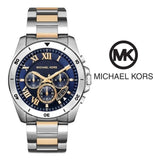 Michael Kors Brecken Chronograph Blue Dial Two Tone Steel Strap Watch For Men - MK8437