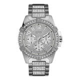Guess Zeus Multifunction Diamonds Silver Dial Silver Steel Strap Watch for Men - GW0209G1