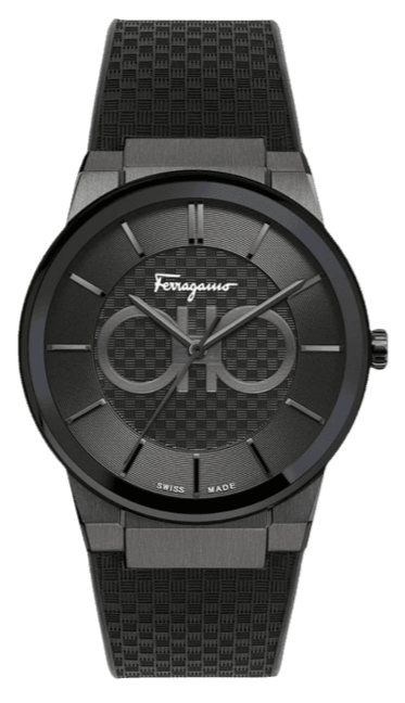 Salvatore Ferragamo Sapphire Black Dial Black Rubber Strap Watch for Men - SFHP00320