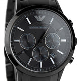 Emporio Armani Classic Chronograph Black Dial Black Steel Strap Watch For Men - AR2453