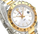 Versace Hellenyium GMT Silver Dial Two Tone Steel Strap Watch for Men - V11030015