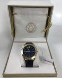 Versace Univers Navy Blue Dial Navy Blue Leather Strap Watch for Men - VEBK00318