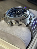 Michael Kors Stop Hunger Chronograph Blue Dial Silver Steel Strap Watch for Men - MK8314