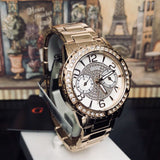 Guess Sassy Quartz White Dial Rose Gold Steel Strap Watch For Women - W0705L3