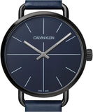 Calvin Klein Even Blue Dial Blue Leather Strap Watch for Men - K7B214VN