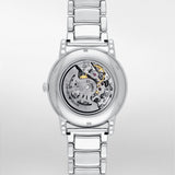 Emporio Armani Meccanico Skeleton Silver Dial Silver Steel Strap Watch For Men - AR1980