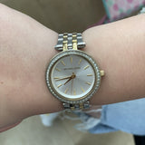 Michael Kors Darci Silver Dial Two Tone Steel Strap Watch for Women - MK3405