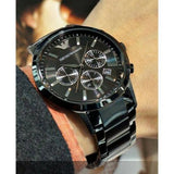 Emporio Armani Classic Chronograph Black Dial Black Steel Strap Watch For Men - AR2453
