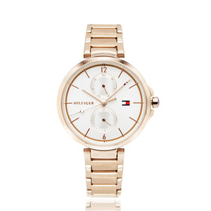 Tommy Hilfiger Angela Quartz White Dial Rose Gold Steel Strap Watch for Women - 1782124