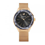 Swarovski Octea Nova Black Dial Rose Gold Mesh Bracelet Watch for Women - 5430424