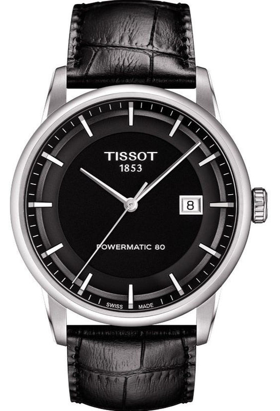 Tissot T Classic Luxury Black Dial Black Leather Strap Watch For Men - T086.407.16.051.00