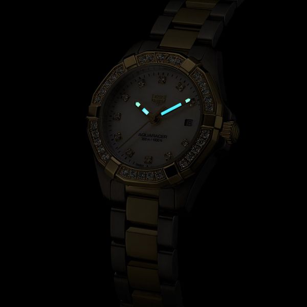 Tag Heuer Aquaracer Quartz Diamonds Mother of Pearl Dial Two Tone Steel Strap Watch for Women - WBD1423.BB0321