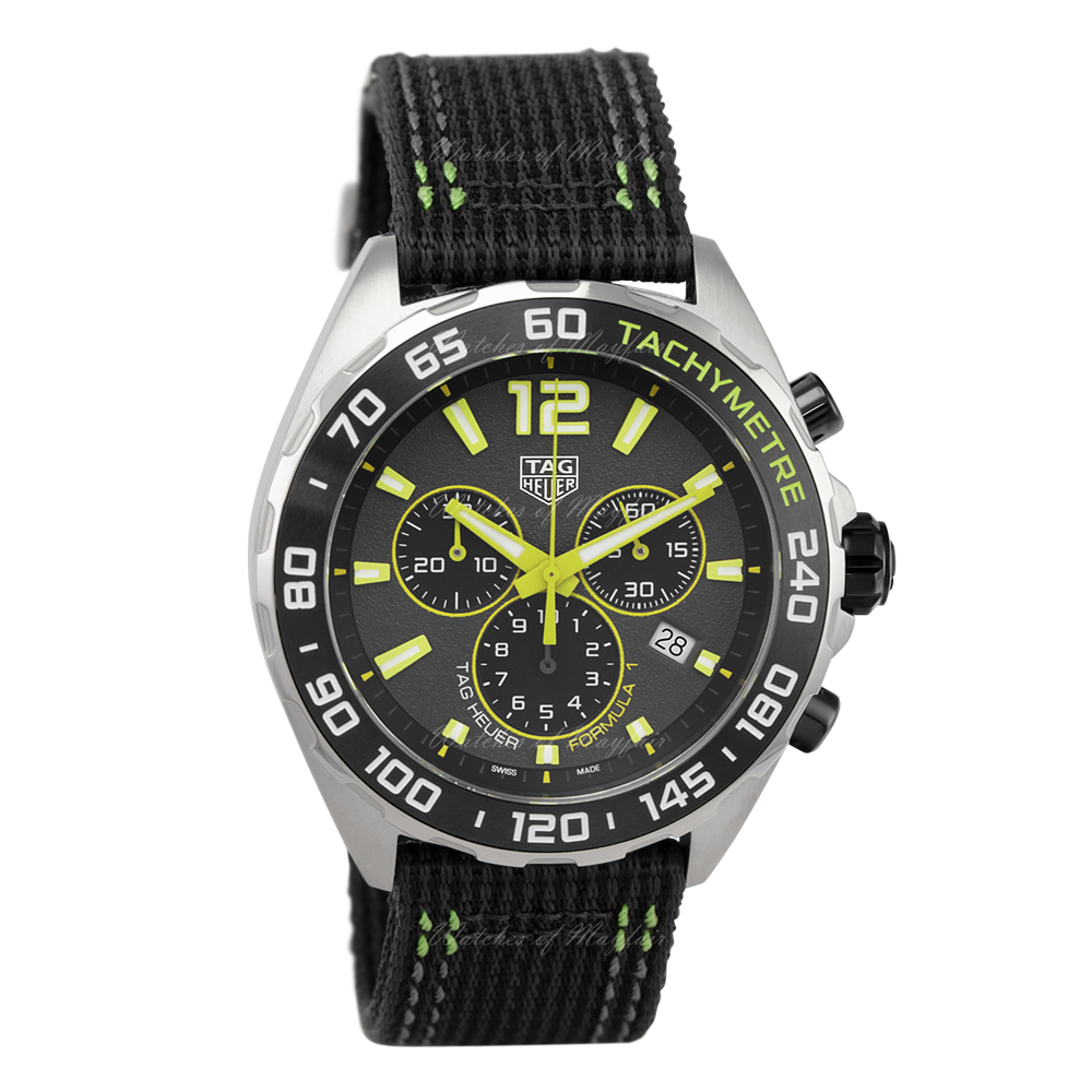 Tag Heuer Formula 1 Chronograph Grey Dial Black Nylon Strap Watch for Men - CAZ101AG.FC8304