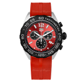 Tag Heuer Formula 1 Chronograph Red Dial Red Rubber Strap Watch for Men - CAZ101AN.FT8055