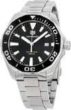Tag Heuer Aquaracer Quartz Black Dial Silver Steel Strap Watch for Men - WAY101A.BA0746