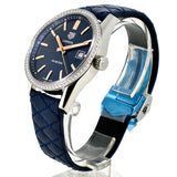 Tag Heuer Carrera Quartz Diamonds Blue Dial Blue Leather Strap Watch for Women - WAR1114.FC6391