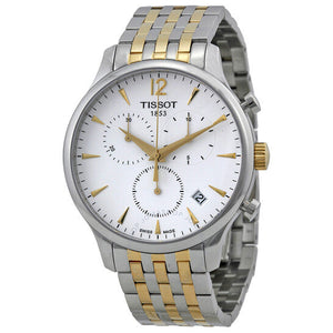 Tissot T Classic Tradition Chronograph White Dial Two Tone Steel Strap Watch For Men - T063.617.22.037.00