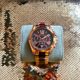 Michael Kors Bradshaw Burgundy Dial Two Tone Steel Strap Watch for Women - MK6270