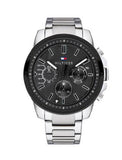 Tommy Hilfiger Iconic Quartz Black Dial Silver Steel Strap Watch for Men - 1791564