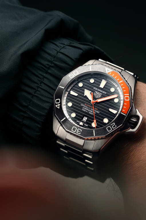 Tag Heuer Aquaracer Professional 1000 Superdiver Automatic Black Dial Silver Steel Strap Watch for Men - WBP5A8A.BF0619