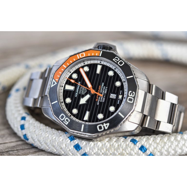 Tag Heuer Aquaracer Professional 1000 Superdiver Automatic Black Dial Silver Steel Strap Watch for Men - WBP5A8A.BF0619