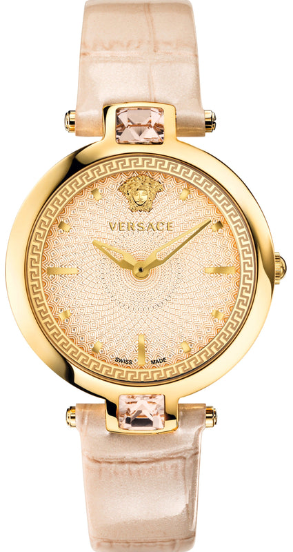 Versace Olympo Quartz White Dial Beige Leather Strap Watch for Women - VAN050016