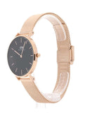 Daniel Wellington Classic Melrose Black Dial Rose Gold Mesh Bracelet Watch For Women - DW00100161